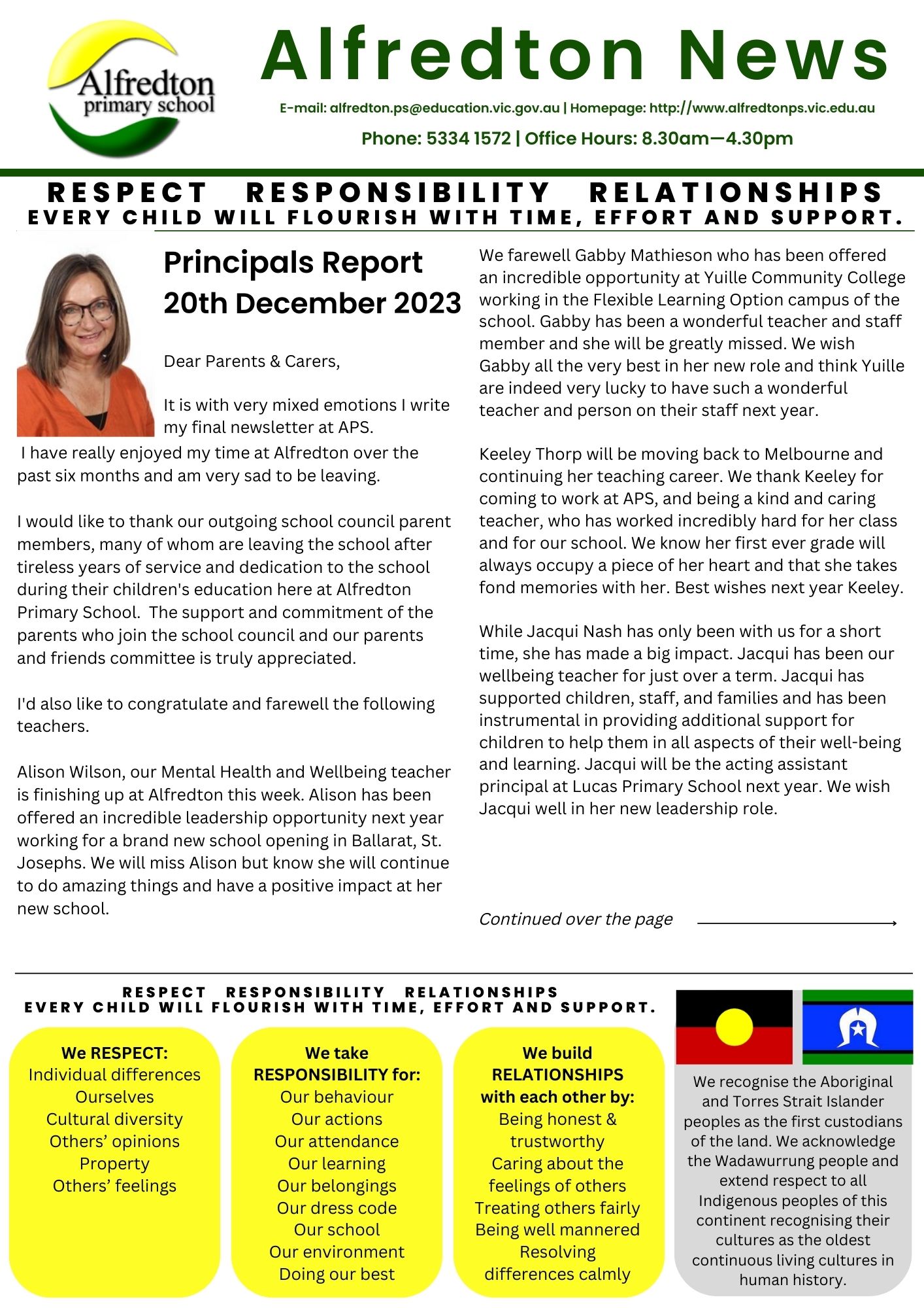 1st page of the 20th December Newsletter