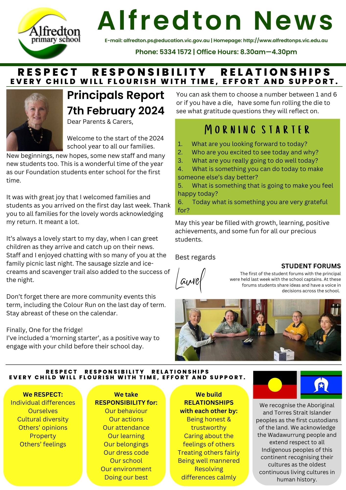 First Page of the February 7th newsletter