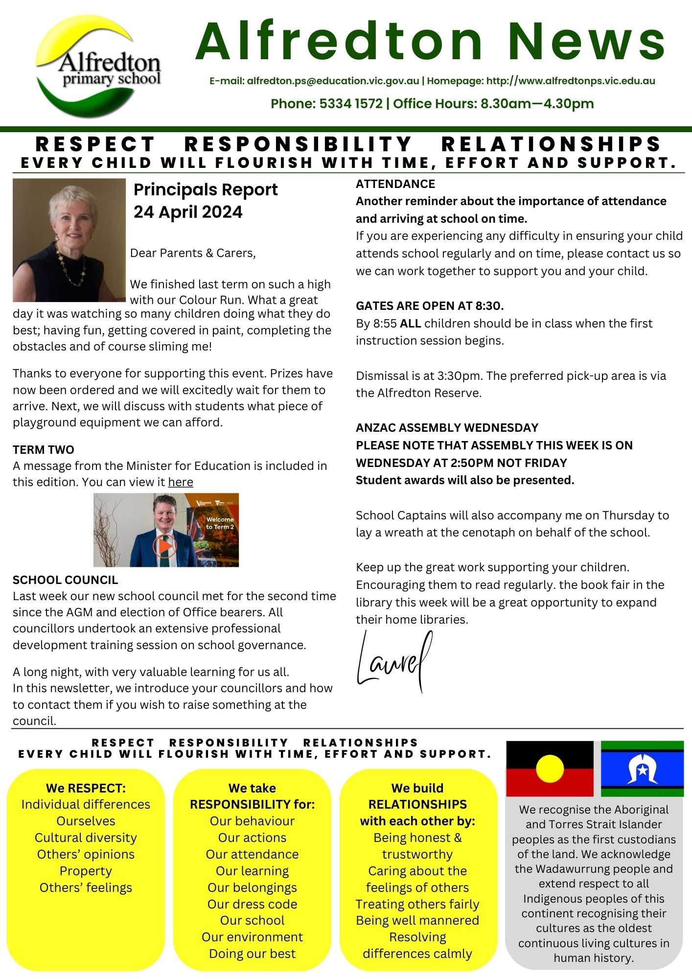 first page of the newsletter